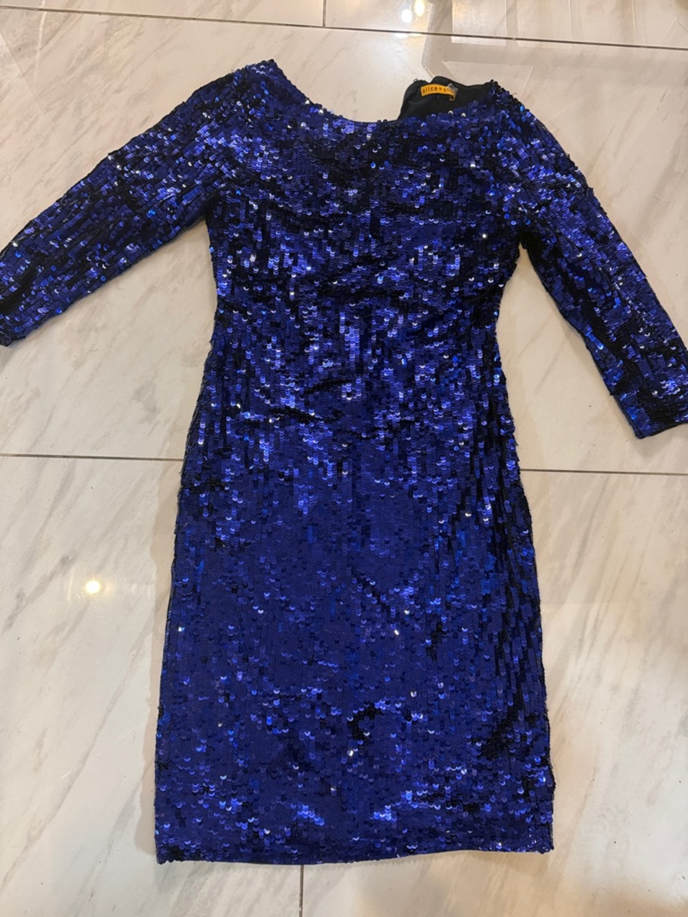 Alice + Olivia Deep Blue Sequin Dress